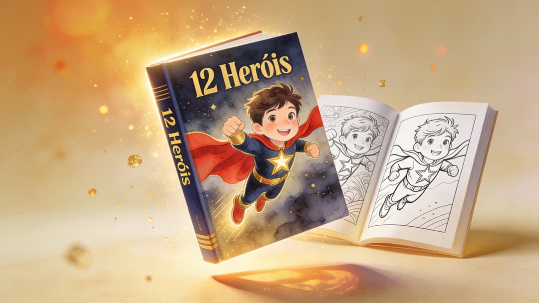 Livro de colorir 12 Super Heróis personalizado